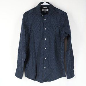 Old Navy Signature navy blue polka dot long sleeve button down shirt